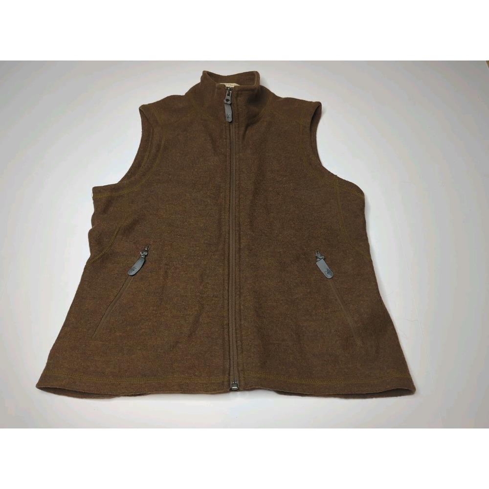 Ibex 100% Austrian Wool Vest Womens M Brown Full Zip USA Gorpcore Granola Cabin